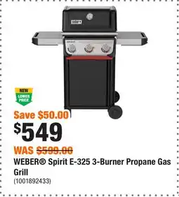 Home Depot WEBER Spirit E-325 3-Burner Propane Gas Grill offer