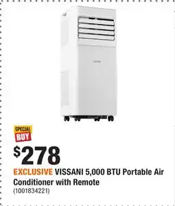 Home Depot EXCLUSIVE VISSANI 5,000 BTU Portable Air Conditioner with Remote offer