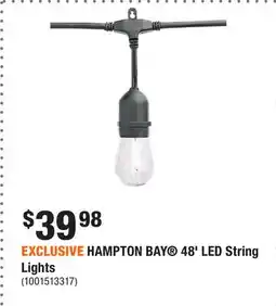 Home Depot EXCLUSIVE HAMPTON BAY 48' LED String Lights offer