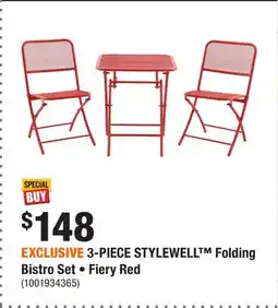 Home Depot EXCLUSIVE 3-PIECE STYLEWELL Folding Bistro Set • Fiery Red offer