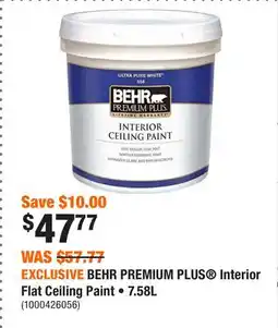Home Depot EXCLUSIVE BEHR PREMIUM PLUS Interior Flat Ceiling Paint • offer