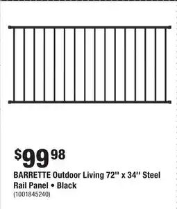 Home Depot BARRETTE Outdoor Living 72'' x 34'' Steel Rail Panel • Black offer