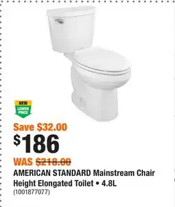 Home Depot AMERICAN STANDARD Mainstream Chair Height Elongated Toilet • offer