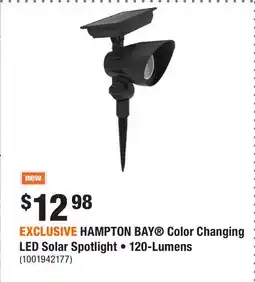 Home Depot EXCLUSIVE HAMPTON BAY Color Changing LED Solar Spotlight • 120-Lumens offer