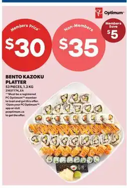 Real Canadian Superstore BENTO KAZOKU PLATTER, 53 PIECES offer