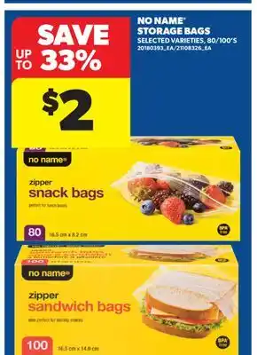 Real Canadian Superstore NO NAME STORAGE BAGS, 80/100'S offer