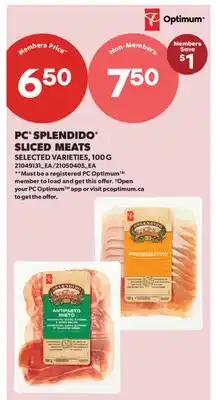 Real Canadian Superstore PC SPLENDIDO SLICED MEATS offer