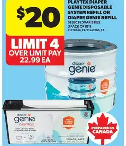 Real Canadian Superstore PLAYTEX DIAPER GENIE DISPOSABLE SYSTEM REFILL OR DIAPER GENIE REFILL, 3 PACK OR 18'S offer