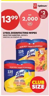 Real Canadian Superstore LYSOL DISINFECTING WIPES, 2X110'S offer
