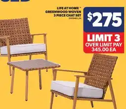 Real Canadian Superstore LIFE AT HOME GREENWOOD WOVEN 3 PIECE CHAT SET offer