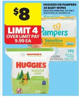 Real Canadian Superstore HUGGIES OR PAMPERS 3X BABY WIPES offer