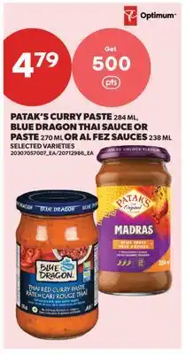 Real Canadian Superstore PATAK'S CURRY PASTE, 284 ML, BLUE DRAGON THAI SAUCE OR PASTE, 270 ML OR AL FEZ SAUCES, 238 ML offer