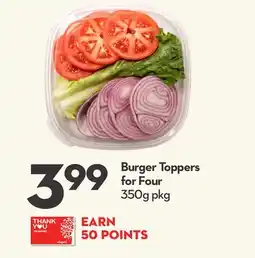 Longo's Burger Toppers for Four offer