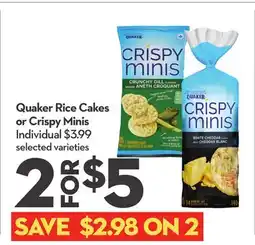 Longo's Quaker Rice Cakes or Crispy Minis offer
