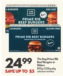 Longo's The Keg Prime Rib Beef Burgers or Sliders offer
