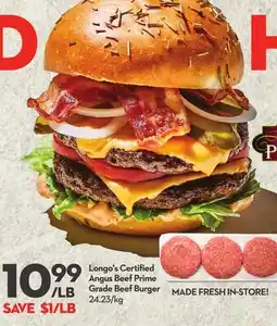 Longo's Certified Angus Beef Prime Grade Beef Burger offer