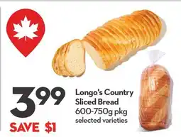 Longo's Country Sliced Bread offer