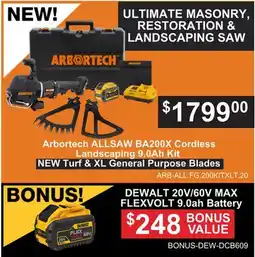 Atlas Tools & Machinery Arbortech ALLSAW BA200X Cordless Landscaping 9.0Ah Kit offer