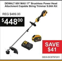 Atlas Tools & Machinery DEWALT 60V MAX 17 Brushless Power Head Attachment Capable String Trimmer 9.0Ah Kit offer