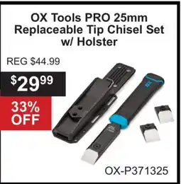 Atlas Tools & Machinery OX Tools PRO 25mm Replaceable Tip Chisel Set w/Holster offer