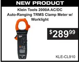 Atlas Tools & Machinery Klein Tools 2000A AC/DC Auto-Ranging TRMS Clamp Meter w/Worklight offer