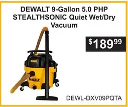 Atlas Tools & Machinery DEWALT 9-Gallon 5.0 PHP STEALTHSONIC Quiet Wet/Dry Vacuum offer