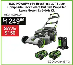 Atlas Tools & Machinery EGO POWER + 56V Brushless 22 Super Composite Deck Select Cut Self Propelled Lawn Mower offer
