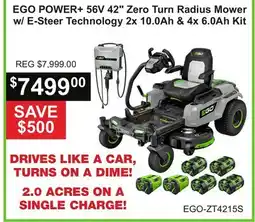 Atlas Tools & Machinery EGO POWER + 56V 42 Zero Turn Radius Mower offer