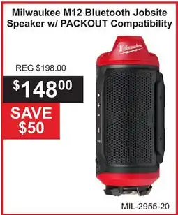 Atlas Tools & Machinery Milwaukee M12 Bluetooth Jobsite Speaker w/PACKOUT offer