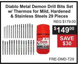 Atlas Tools & Machinery Diablo Metal Demon Drill Bits Set w/Thermos for Mild, Hardened & Stainless Steels Pieces offer