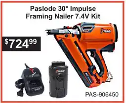 Atlas Tools & Machinery Paslode 30° Impulse Framing Nailer 7.4V Kit offer