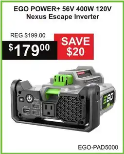 Atlas Tools & Machinery EGO POWER + 56V 400W 120V Nexus Escape Inverter offer