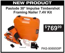 Atlas Tools & Machinery Paslode 30° Impulse Timbershot Framing Nailer 7.4V Kit offer