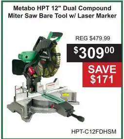 Atlas Tools & Machinery Metabo HPT 12 Dual Compound Miter Saw Bare Tool w/ Laser Marker offer