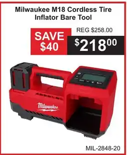 Atlas Tools & Machinery Milwaukee M18 Cordless Tire Inflator offer