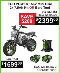 Atlas Tools & Machinery EGO POWER+ 56V Mini Bike 2x 7.5Ah Kit OR Bare Tool offer