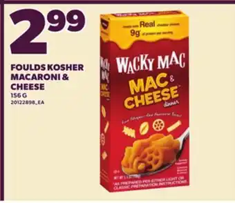 Loblaws FOULDS KOSHER MACARONI & CHEESE offer
