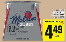 Food Basics MOLSON COLD SHOTS STRONG BEER offer