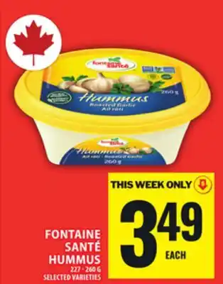 Food Basics FONTAINE SANTÉ HUMMUS offer