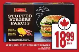 Food Basics IRRESISTIBLES STUFFED BEEF BURGERS offer