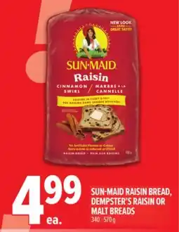 Metro SUN-MAID RAISIN BREAD, DEMPSTER'S RAISIN OR MALT BREADS offer