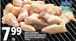 Metro MAPLE LEAF PRIME RAISED WITHOUT ANTIBIOTICS FRESH SPLIT CHICKEN WINGS offer