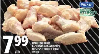Metro MAPLE LEAF PRIME RAISED WITHOUT ANTIBIOTICS FRESH SPLIT CHICKEN WINGS offer