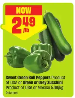 FreshCo Sweet Green Bell Peppers Product of USA or Green or Grey Zucchini Product of USA or Mexico 5.49/kg offer