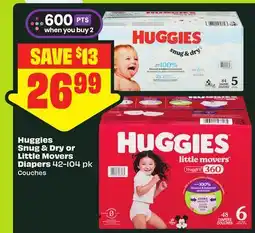 FreshCo Huggies Snug & Dry or Little Movers Diapers offer