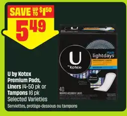 FreshCo U by Kotex Premium Pads, Liners 14-50 pk or Tampons 16 pk Selected Varieties offer