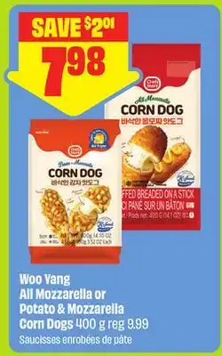 FreshCo Woo Yang Ail Mozzarella or Potato & Mozzarella Corn Dogs 400 g reg 9.99 offer