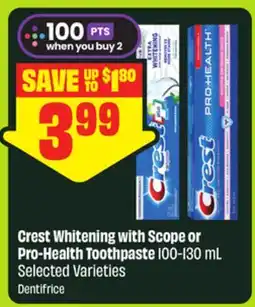 FreshCo Crest Whitening with Scope or Pro-Health Toothpaste 100-130 mL Selected varieties offer