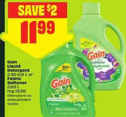 FreshCo Gain Liquid Detergent 2.39-2.6 L or Fabric Softener 2.63 L offer