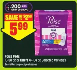 FreshCo Poise Pads 16-30 pk or Liners 44-54 pk Selected Varieties offer